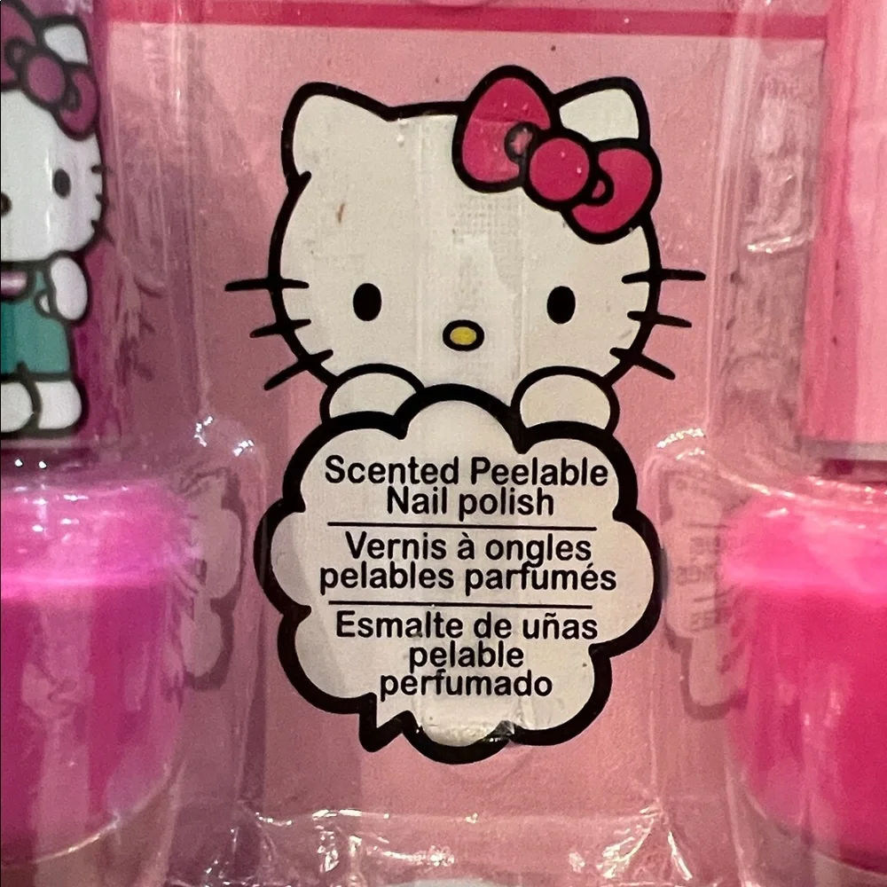 Sanrio Hello Kitty Water-Based Nail Polish Set - Pink, Purple, Yellow, Green